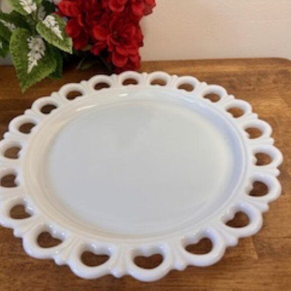Anchor Hocking Old Colony Milk Glass Platter‎ Lace Edge Vintage Serving Tray - Picture 2 of 6